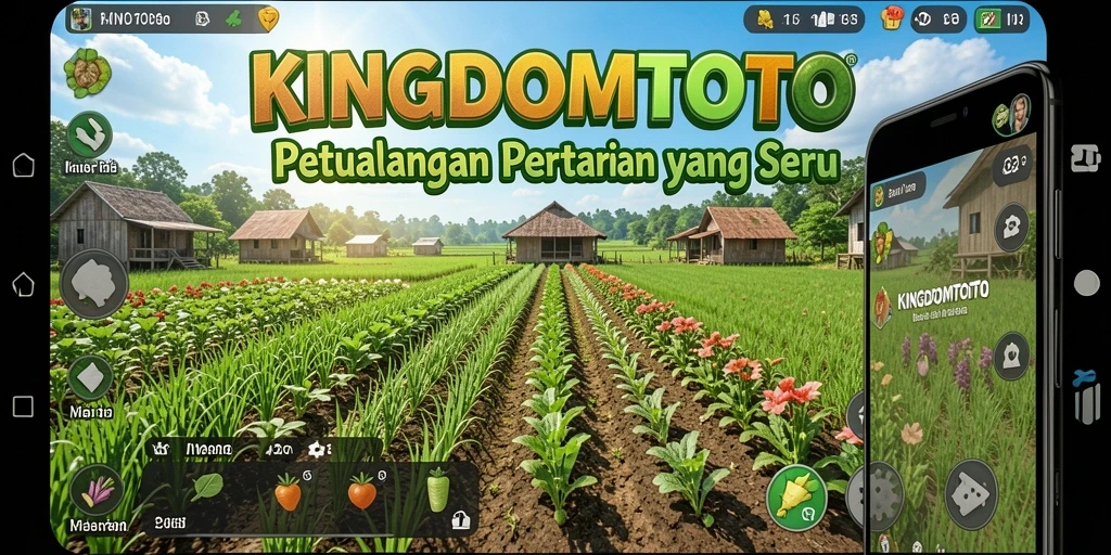 Tampilan gameplay <strong>KINGDOMTOTO</strong> yang seru dan penuh warna di lahan pertanian.