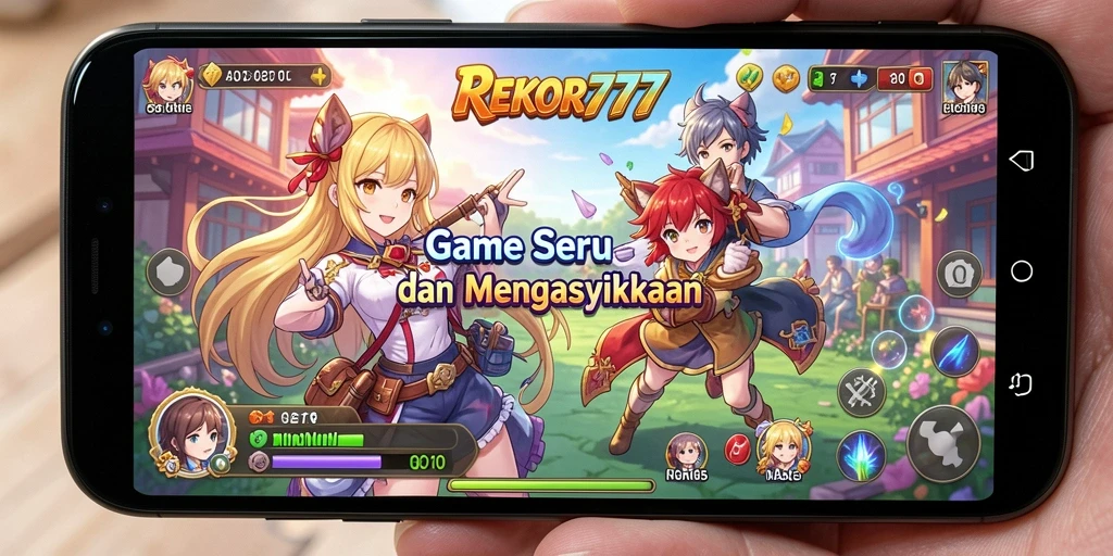 Tampilan gameplay seru dari REKOR777 dengan karakter Anime berdetail.