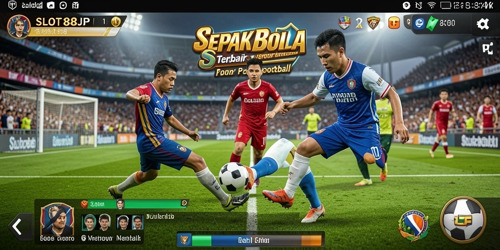 Tampilan gameplay menarik di SLOT88JP dengan aksi sepak bola yang dinamis.