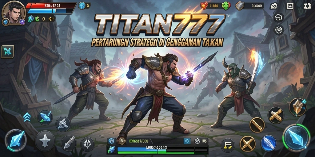 Screenshot gameplay dari <strong>TITAN777</strong> yang menunjukkan pertempuran strategi yang menegangkan.